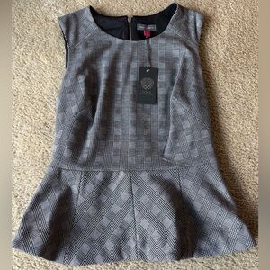 Vince Camuto Plaid Peplum Top Sleeveless Back Zip Size Small NWT